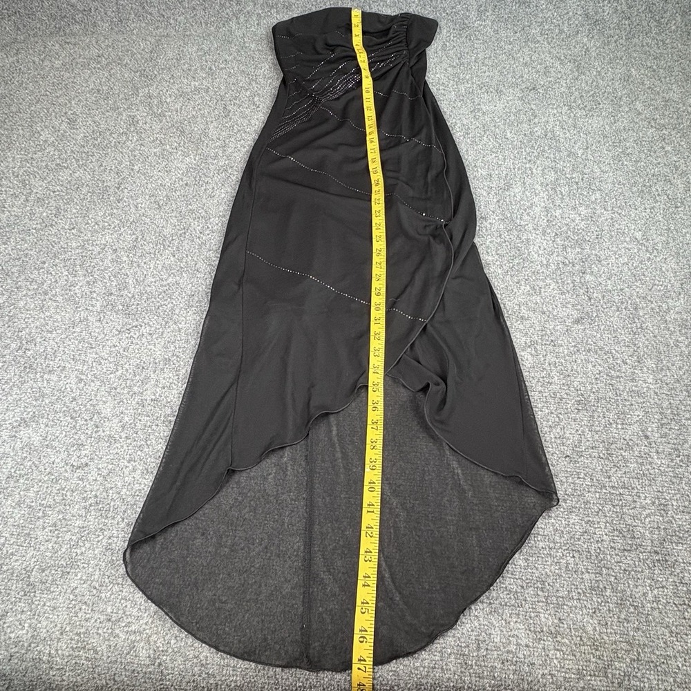 Vintage Y2K Byer Too Dress Women S‎ Black Strapless Rhinestone Ruched High Low - Picture 10 of 16